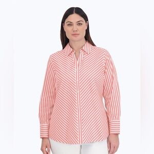 FoxCroft‎ NYC Mary Plus No Iron Stretch Stripe Long Sleeve Shirt size 10